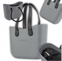Torebka Torba Gumowa damska JellyBag O Shopper 2 zestawy rączek szara