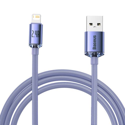 kabel usb do lightning baseus crystal shine, 2.4a, 2m (fioletowy) na Arena.pl