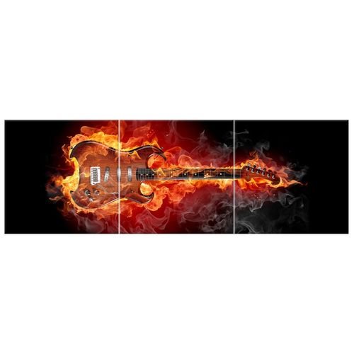 Obraz Tryptyk 150X50 Płonąca Gitara Płonąca Gitar na Arena.pl