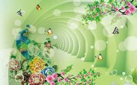 Fototapeta kwiatowy tunel paw motyle 360x240
