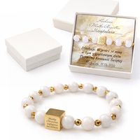 Bransoletka Damska Grawer Kamienie Agat Podziękowanie dla Matki Chrzestnej