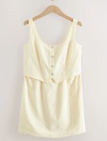 Żółta maślankowa sukienka mini z kamizelką, 100% bawełny EU44