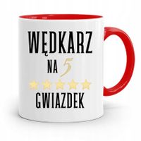 Kubek Czerwony Wędkarza Wędkarz Na 5 Gwiazdek Z Nadrukiem Ze Zdjęciem