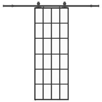 Drzwi przesuwne z zestawem okuć czarne 76x205 cm ESG szkło