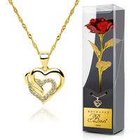 ZŁOTA RÓŻA NASZYJNIK ZŁOTE SERCE GRAWER na PREZENT dla niej na WALENTYNKI