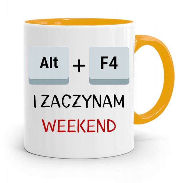 Kubek Żółty Informatyka Programisty Alt + F4 Z Nadrukiem Ze Zdjęciem zdjęcie 1