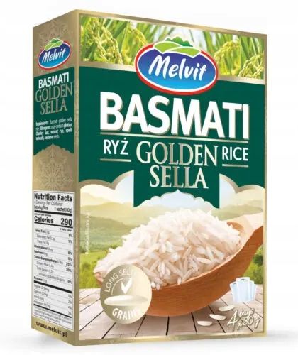 Melvit Ryż Basmati Golden Sella 80 gx4 zdjęcie 1