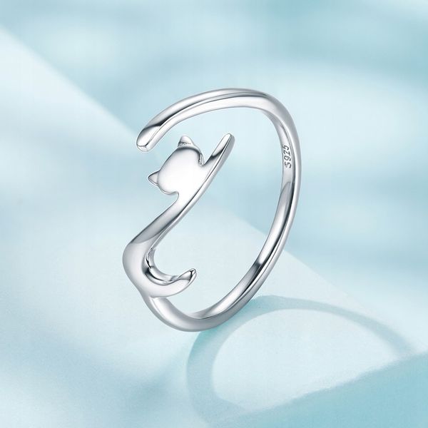 PIERŚCIONEK SREBRNY 925 KOT REGULOWANY PRZYTULANIE SREBRO 925 zdjęcie 15