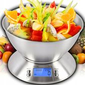 DOKŁADNA WAGA KUCHENNA Z TERMOMETR ELEKTRONICZNA Z MISKĄ 1G-5KG INOX