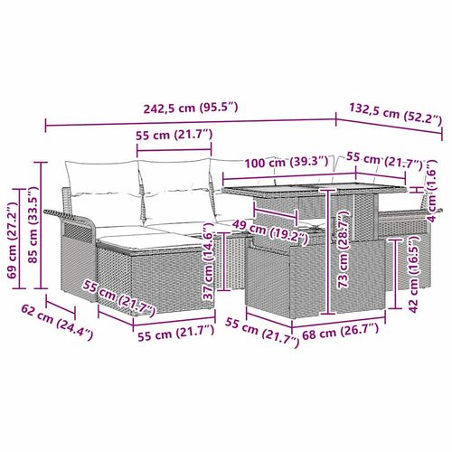 Zestaw Sof na Ogród z poduszką 7 pcs Szary na Arena.pl