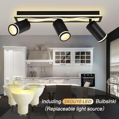 Lampa Sufitowa LED Czarna Regulowana GU10 3000K Ciepła Biel Reflektor na Arena.pl