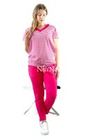 Wiązana bluzka w paski Violetta Fuksjowo-biała UNI