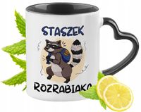 Kubek Czarny Z Uszkiem W Kształcie Serca Dla Staszka Idealny Na Prezent