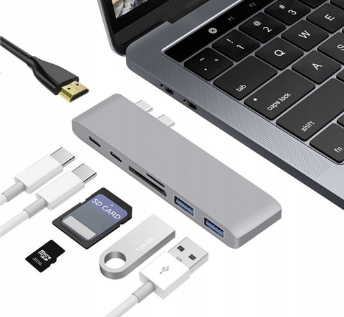 adapter hub przejściówka usb-c usb thunderbolt hdmi 4k do macbook pro air na Arena.pl