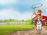 FOTOTAPETA dziecięca KOWBOJ RANCZO LASSO KOŃ