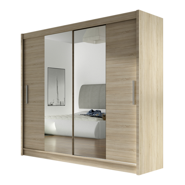 Szafa przesuwna Bega II z lustrem 180cm - pojemna garderoba - SONOMA zdjęcie 1