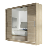 Szafa przesuwna Bega II z lustrem 180cm - pojemna garderoba - SONOMA