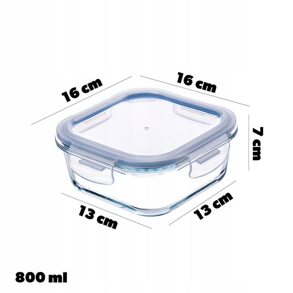 KADAX Szklany Pojemnik Na Żywność 800ml Z Pokrywką Śniadaniówka zdjęcie 3