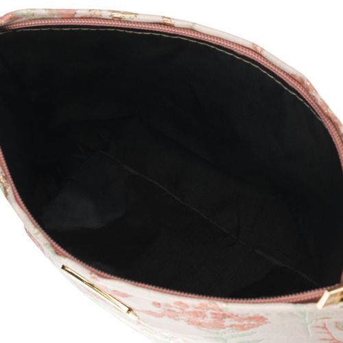 kosmetyczka z materiału syntetycznego w różowo-beżowym kolorze zdobiona na Arena.pl