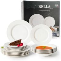 SERWIS OBIADOWY PORCELANOWY 18EL ZESTAW TALERZY BIAŁYCH PORCELANA NA 6 OSÓB