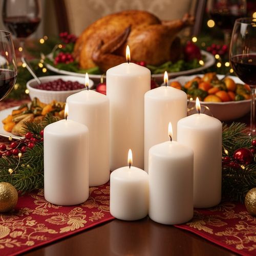 7x Świeczki Bryłowe Świece Białe Bezzapachowe Klasyczne Walcowe Walec na Arena.pl