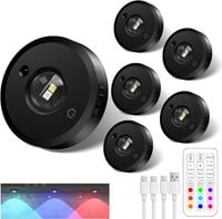 Lampki LED RGB do szafki 6 sztuk z pilotem USB akumulatorowe RUYI