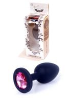 plug jewellery black silicon plug small  pink diamond