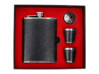 Piersiówka w Zestawie z Kieliszkami Obszyta Skórą w Opakowaniu Prezentowym