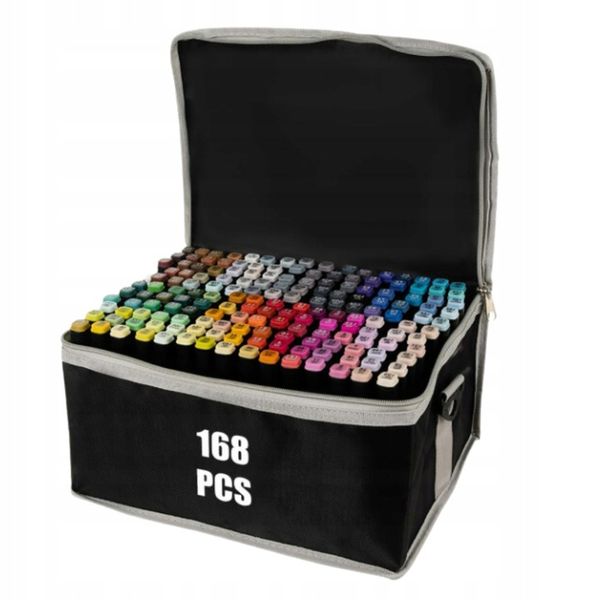Zestaw 168 Dwustronnych Markerów Alkoholowych Pro z Praktyczną Torbą zdjęcie 8