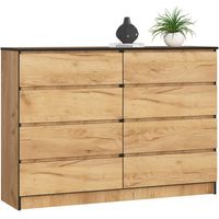 Komoda do sypialni, STILO, 8 szuflad, 140x40x99 cm, dąb  | TYLETEGOTU