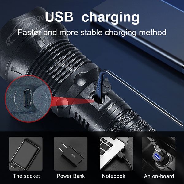 Mocna solidna latarka LED 15000lm 1000m USB Zoom zdjęcie 7