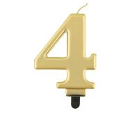 Świeczka na tort cyfra 4 złota metaliczna
