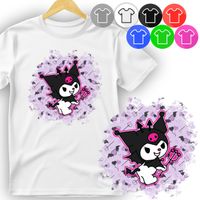 KOSZULKA DZIECIĘCA T-SHIRT - KURO.MI HEL.LO KITT.Y MELO.DY - M 134-140