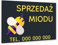 Tabliczka znak informacyjny 20x15 Antracyt SPRZEDAŻ MIODU Dibond NADRUK UV