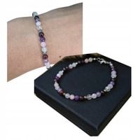 Bransoletka Kryształ Górski Ametyst Granat Kwarc energia miłość harmonia