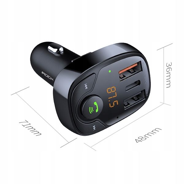 ROCK ŁADOWARKA SAMOCHODOWA DO SAMOCHODU AUTA TRANSMITER BT BLUETOOTH FM zdjęcie 6
