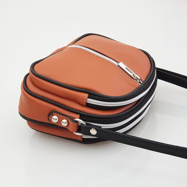 VERA PELLE torebka damska skórzana listonoszka 3 komorowa V463 niebieska zdjęcie 8