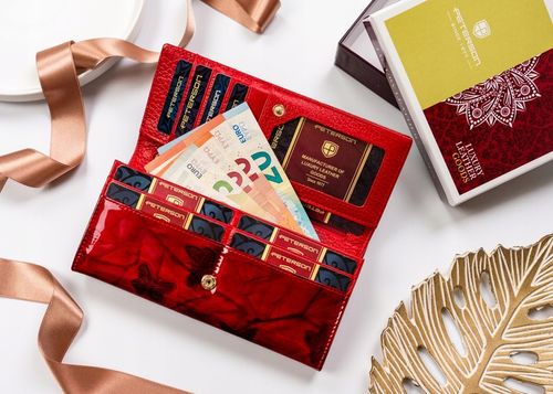 Portfel damski skórzany PETERSON duży czerwony super pojemny RFID STOP kart na Arena.pl