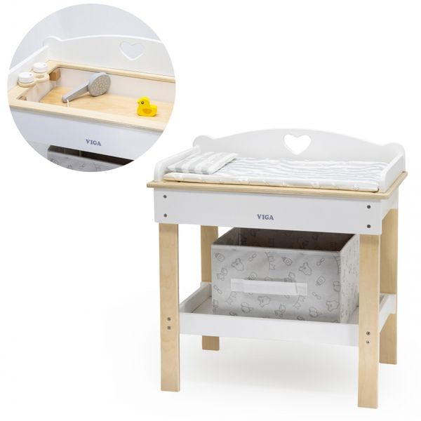 VIGA Drewniany Przewijak 2w1 Wanienka dla Lalek zdjęcie 15