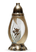 Znicz nowoczesny owalny złoty z różą 36 cm