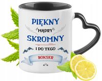 Dla Boksera Kubek Czarny Z Uszkiem W Kształcie Serca Na Prezent Z Nadrukiem