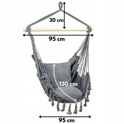 KRZESŁO BRAZYLIJSKIE FOTEL WISZĄCY HAMAK HUŚTAWKA NA BALKON BOHO +PODUSZKI na Arena.pl