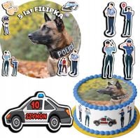 ZESTAW OPŁATEK NA TORT 30CM + 17 POSTACI - POLICJA + IMIĘ 24CM 26CM