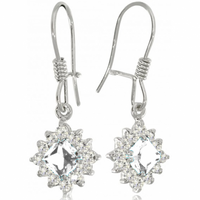 SREBRNE KOLCZYKI WISZĄCE NA BIGLU Z BIAŁYMI CYRKONIAMI PRÓBA SREBRA 925