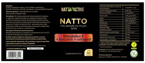Natto Active Monakolina K K2 MK7 Nattokinaza – 60 kapsułek na Arena.pl