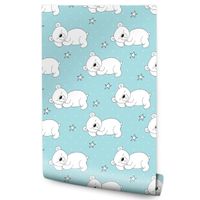 Tapeta Dziecięca Śpiące MISIE Gwiazdy Kropki Wzory