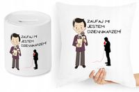 Dla Dziennikarza Zestaw Poduszka + Skarbonka Z Nadrukiem Ze Zdjęciem