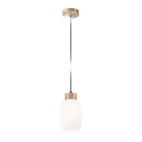 LAMPA WISZĄCA ZWIS LAMKUR HARMONY 53462 1xE27 SZKLANY KLOSZ DREWNO BIAŁY