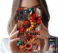 ETUI DO MOTOROLA EDGE 40 - SHE IS RARE, SŁONECZNIKI, KWIATY, MOTYLE