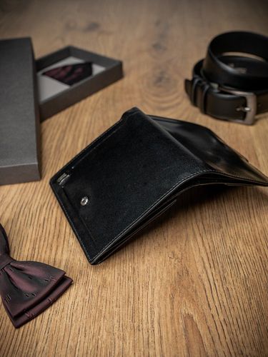 elegancki pionowy portfel męski bez zapięcia ze skóry naturalnej - rovicky na Arena.pl